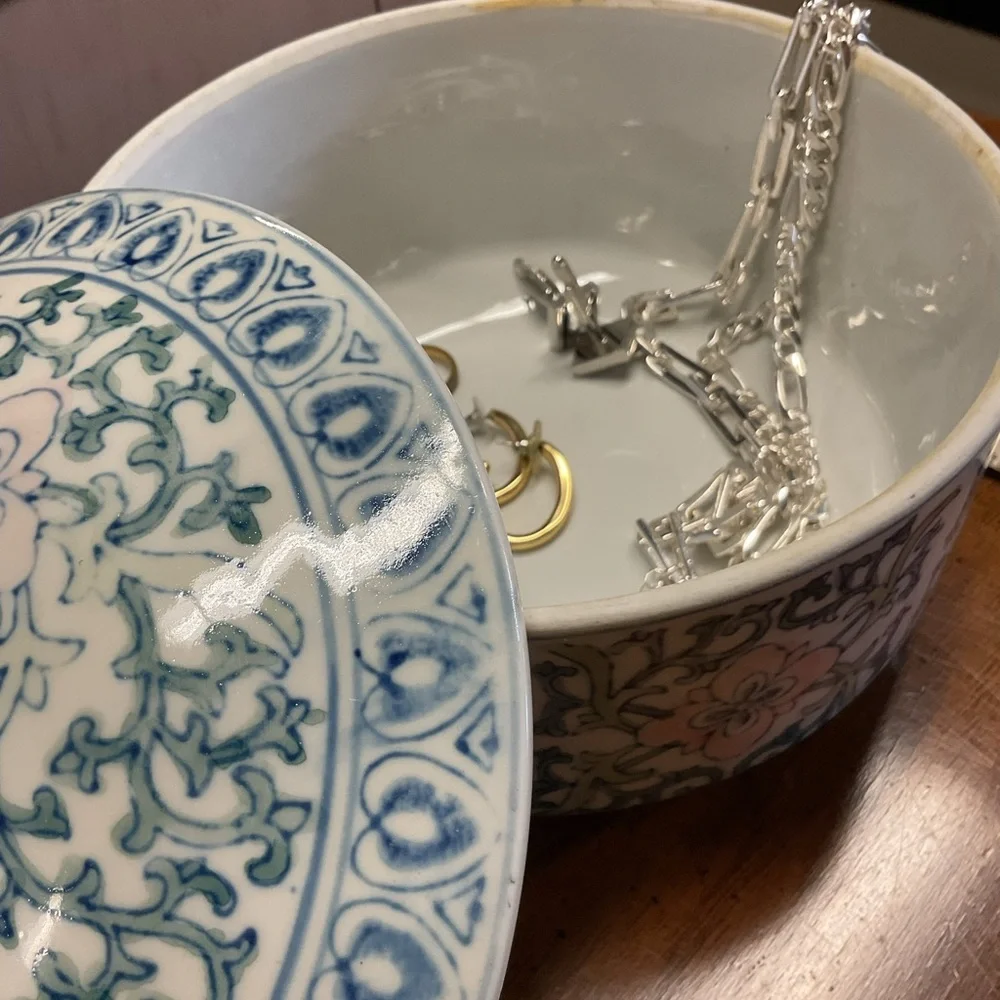 Floral Ceramic Bowl with Handles